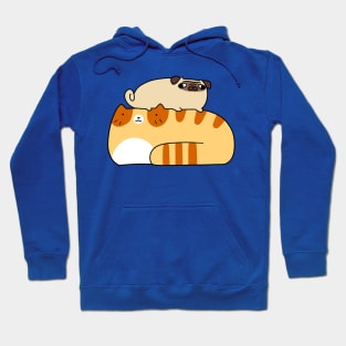 Tabby Cat and Little Pug Hoodie